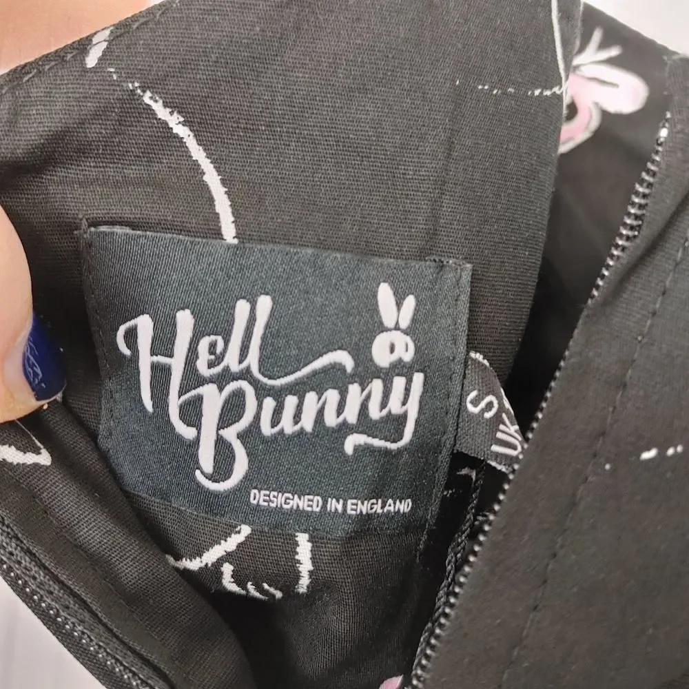 New Hell Bunny NWT cotton Black Floral Bunnies - Picture 9 of 9